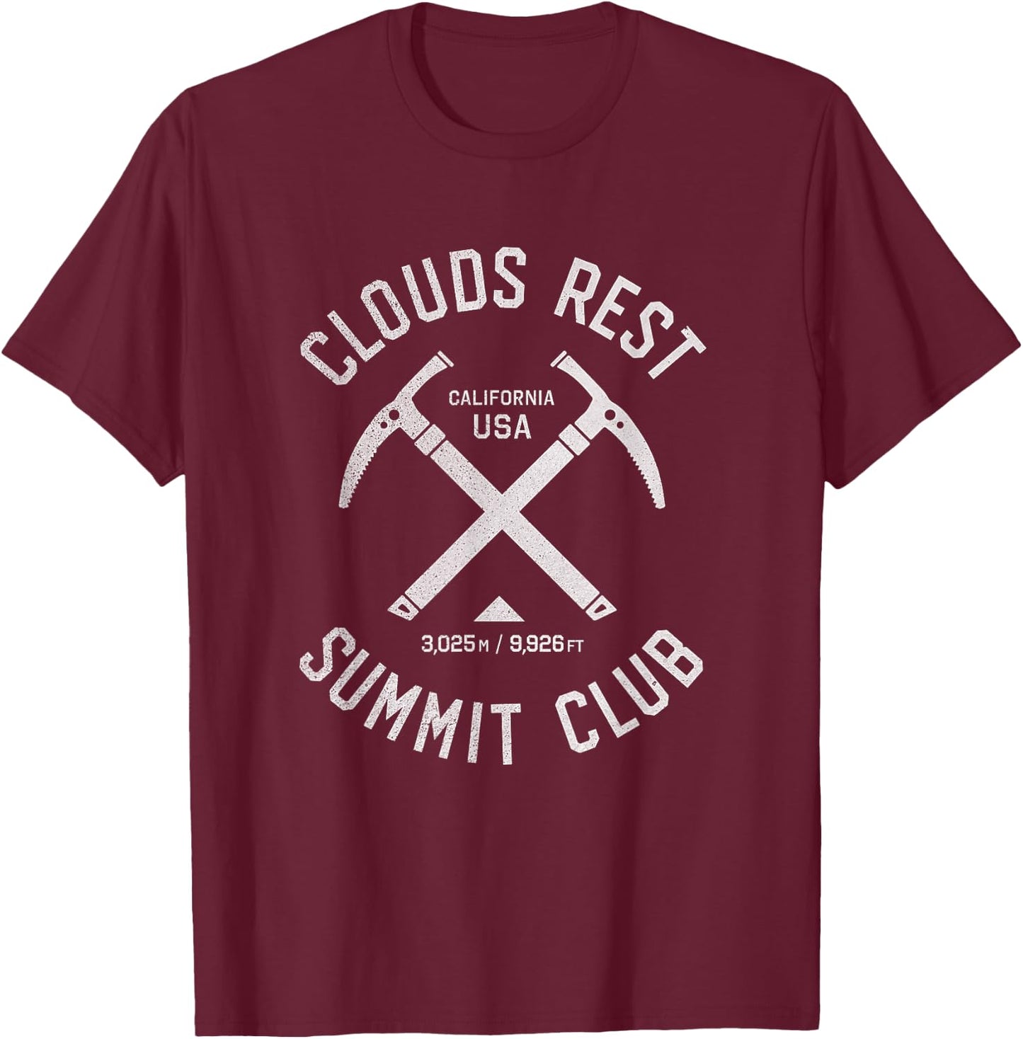 Clouds Rest Summit Club | I climbed Clouds Rest T-Shirt - T-Shirt | Maroon