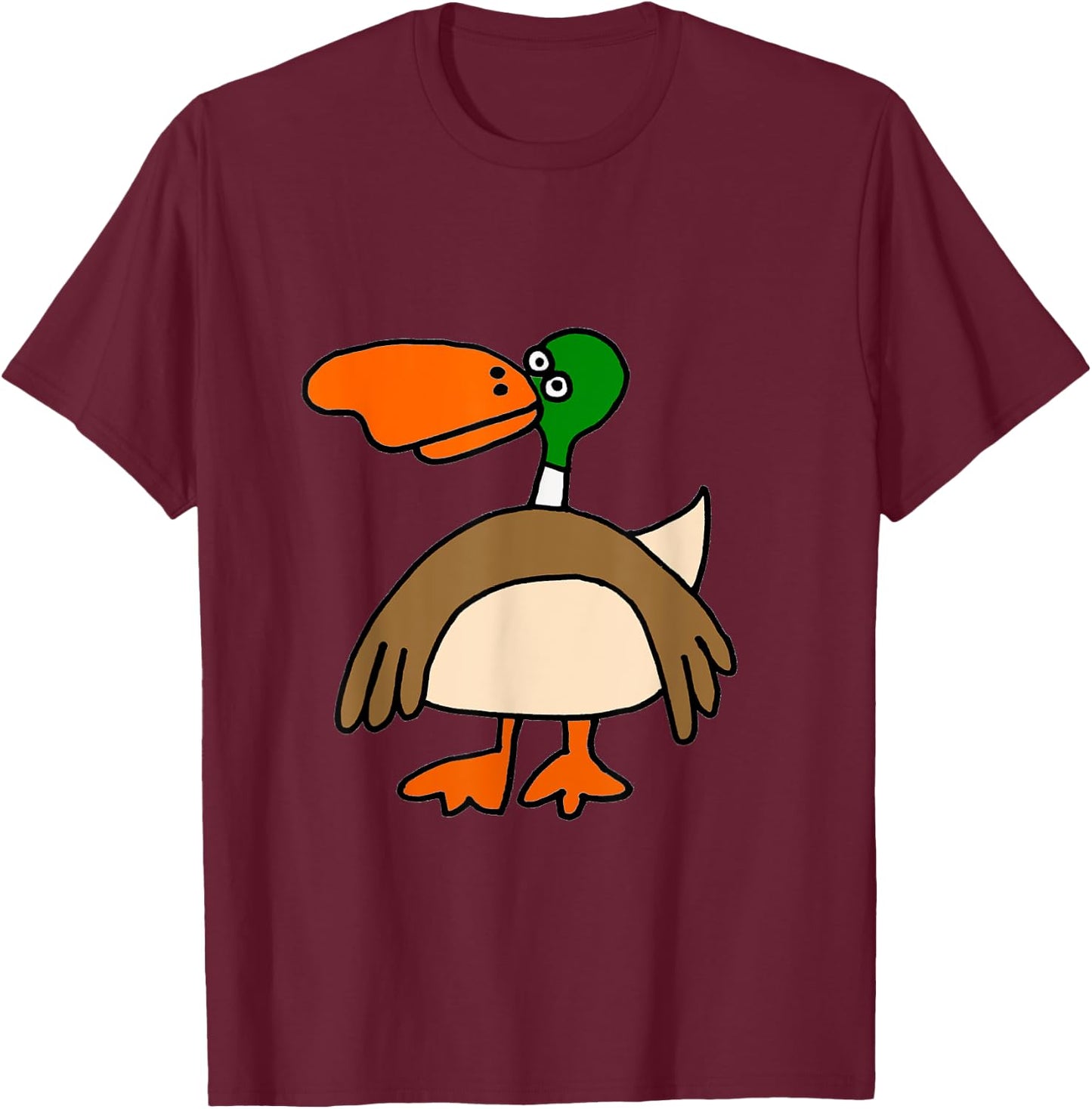 SmileteesBirds Funny Mallard Duck Cartoon T-Shirt - T-Shirt | Maroon