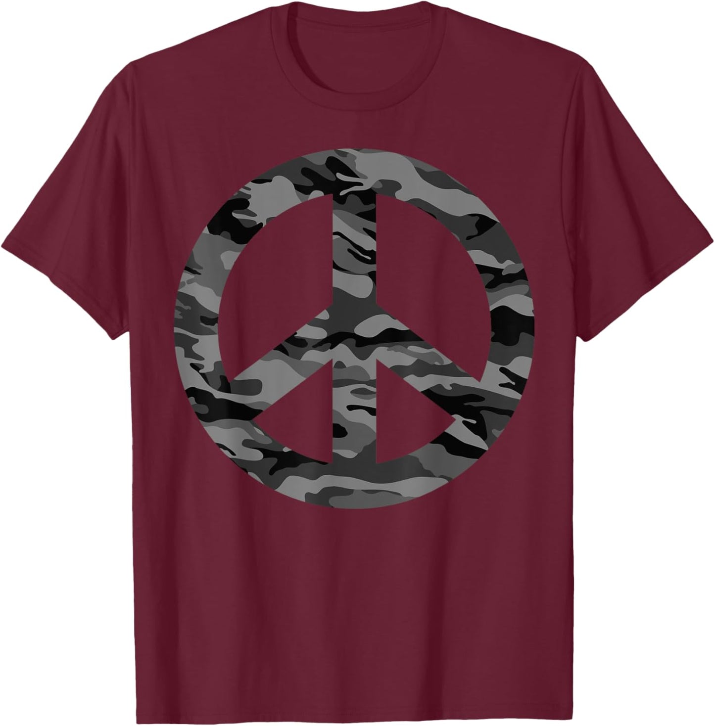 Cool Peace Sign Camouflage For Military Boys & Girls T-Shirt - T-Shirt | Maroon