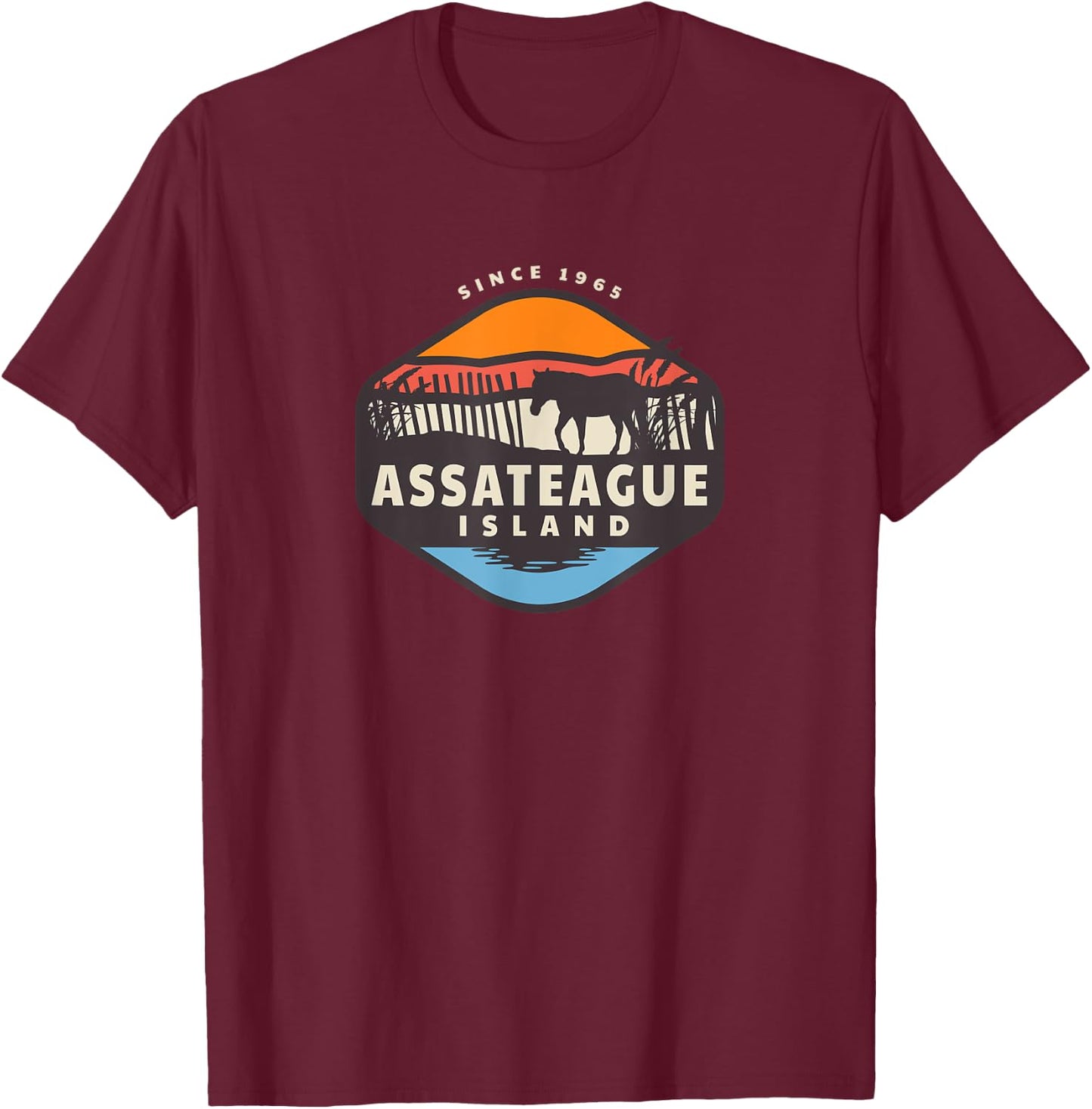 Assateague Island Wild Horse Pony Ponies T-Shirt - T-Shirt | Maroon