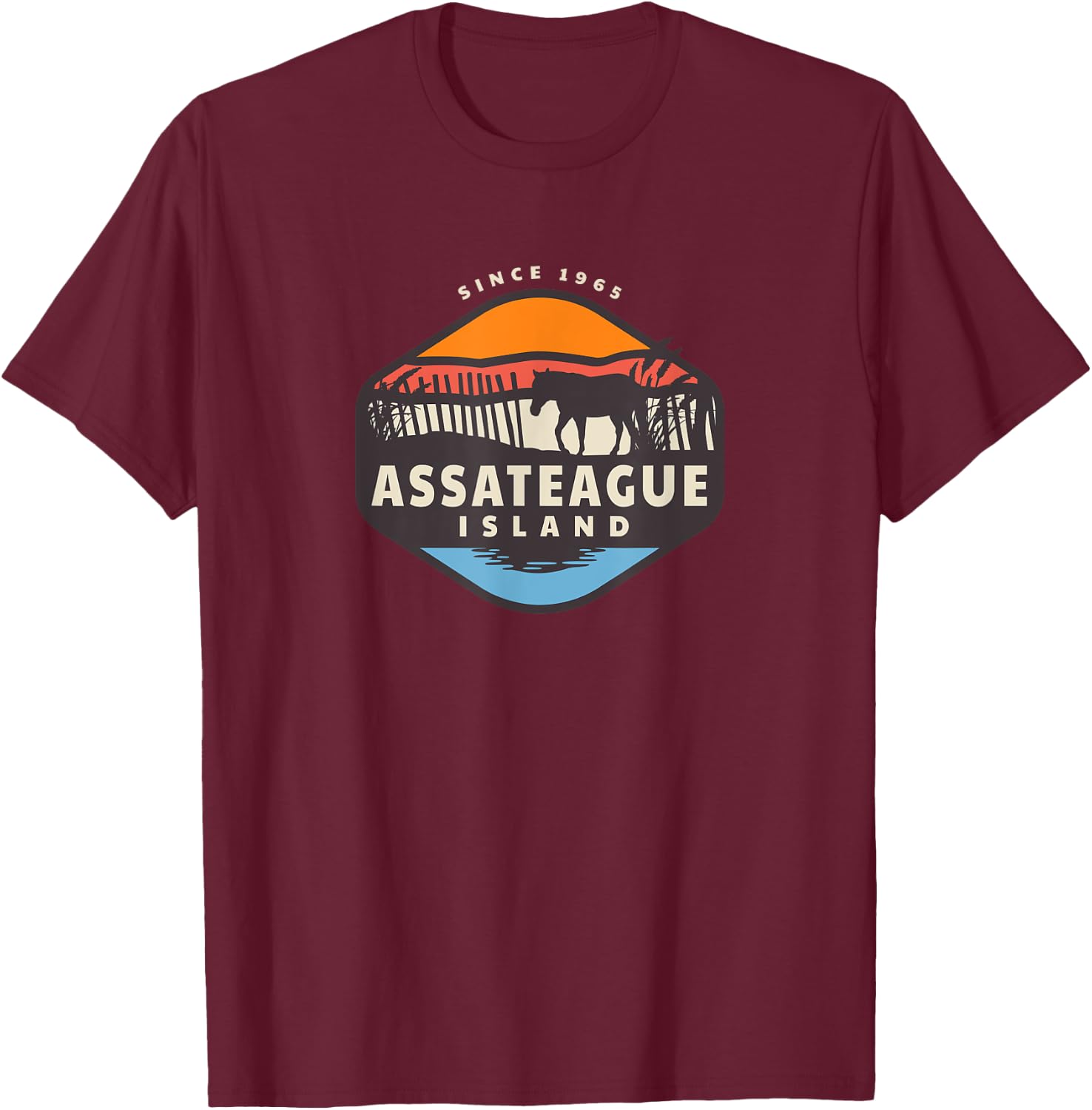 Assateague Island Wild Horse Pony Ponies T-Shirt - T-Shirt | Maroon
