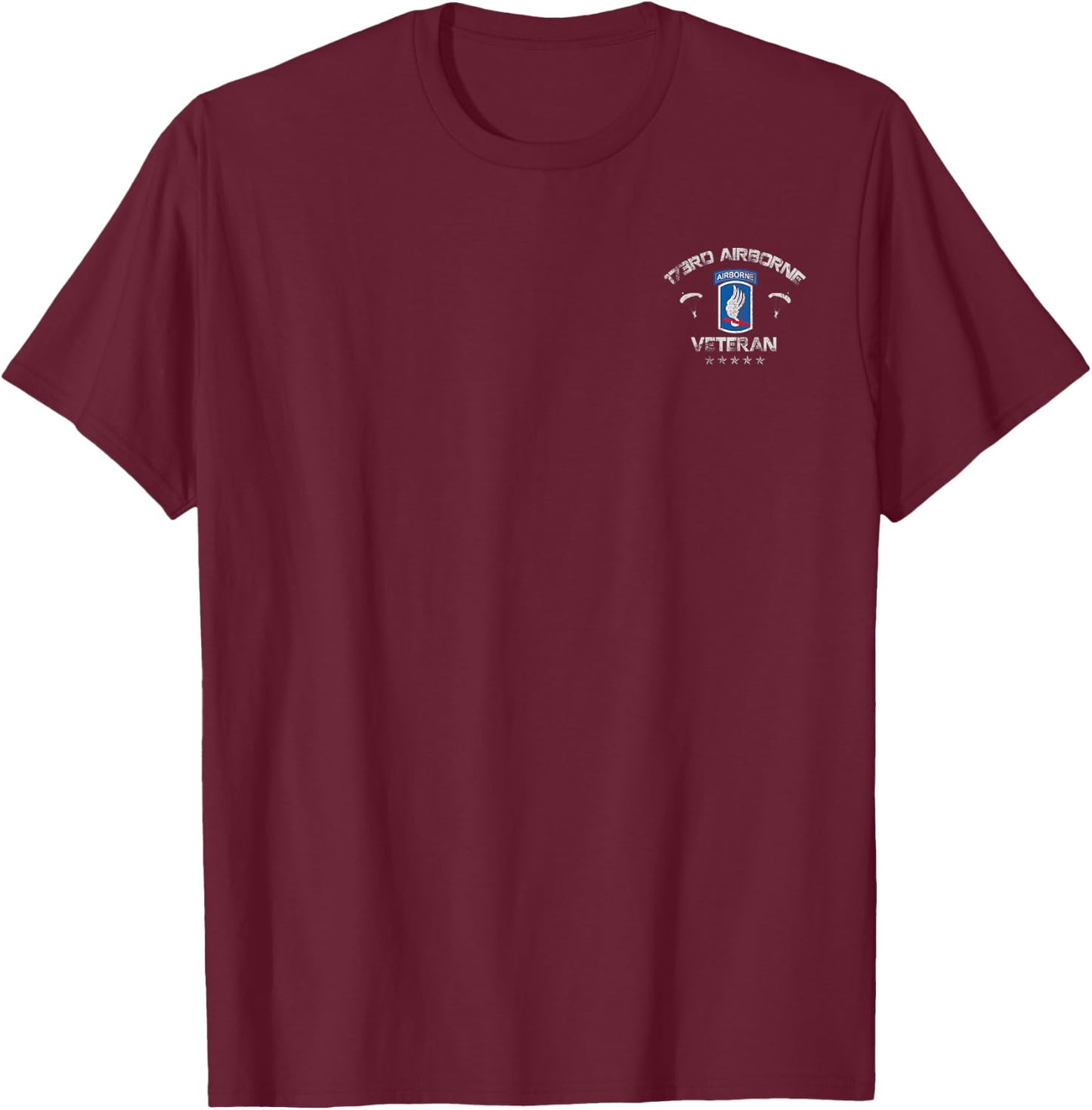 U.S Army 173rd Airborne Division Veteran Flag Vintage T-Shirt - T-Shirt | Maroon