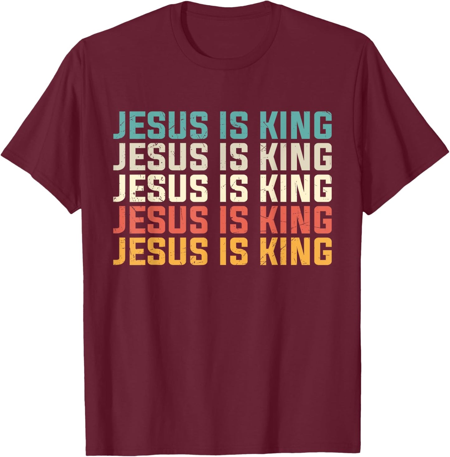 Jesus Is King Vintage Retro Jesus Christ Christian Church T-Shirt - T-Shirt | Maroon