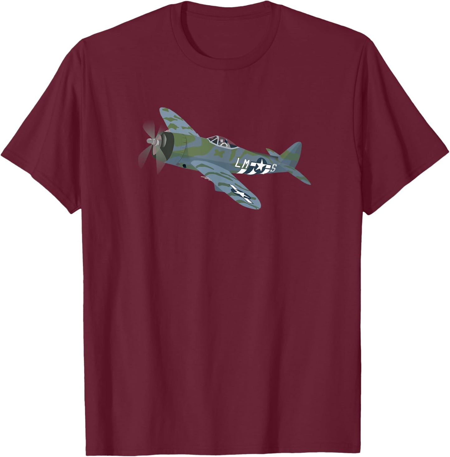 P-47 Thunderbolt Military Vintage Aircraft T-Shirt - T-Shirt | Maroon
