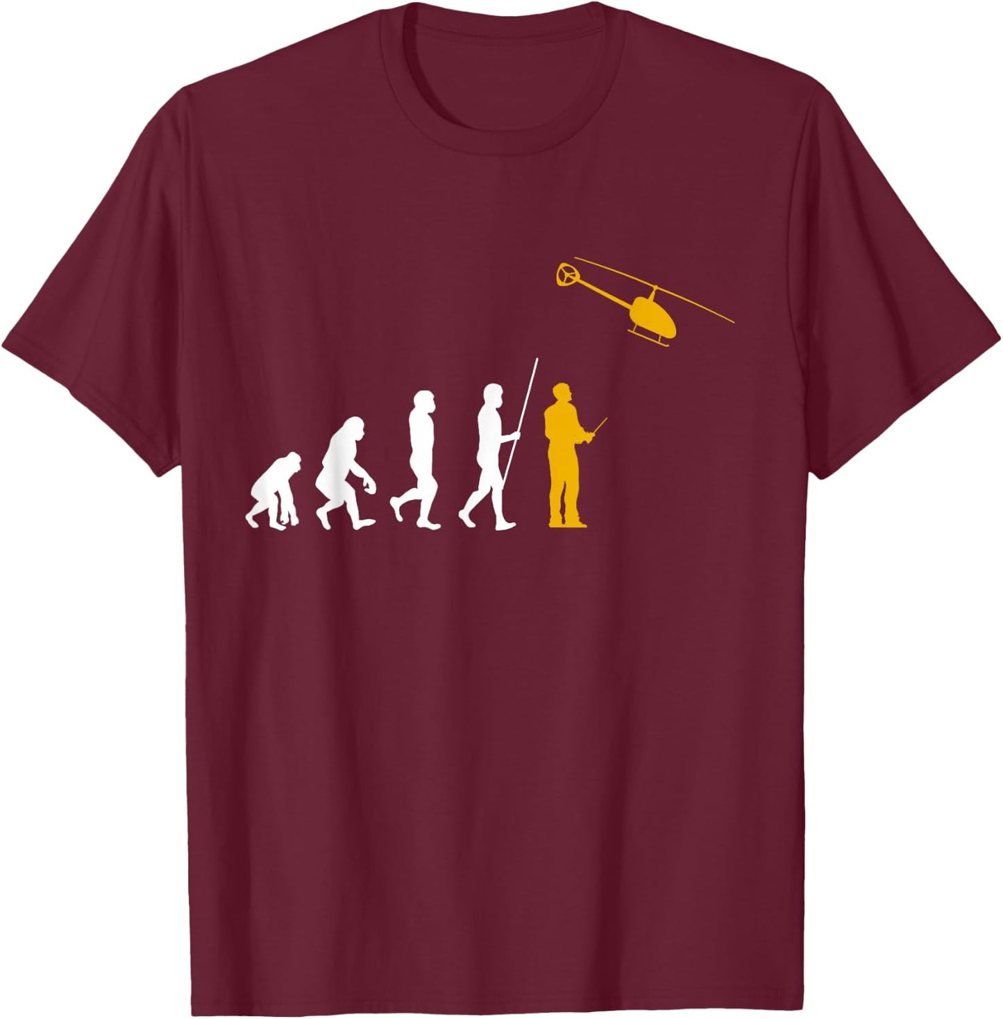 Evolution RC Helicopter Model Making Remote Controlled Pilot T-Shirt - T-Shirt | Maroon