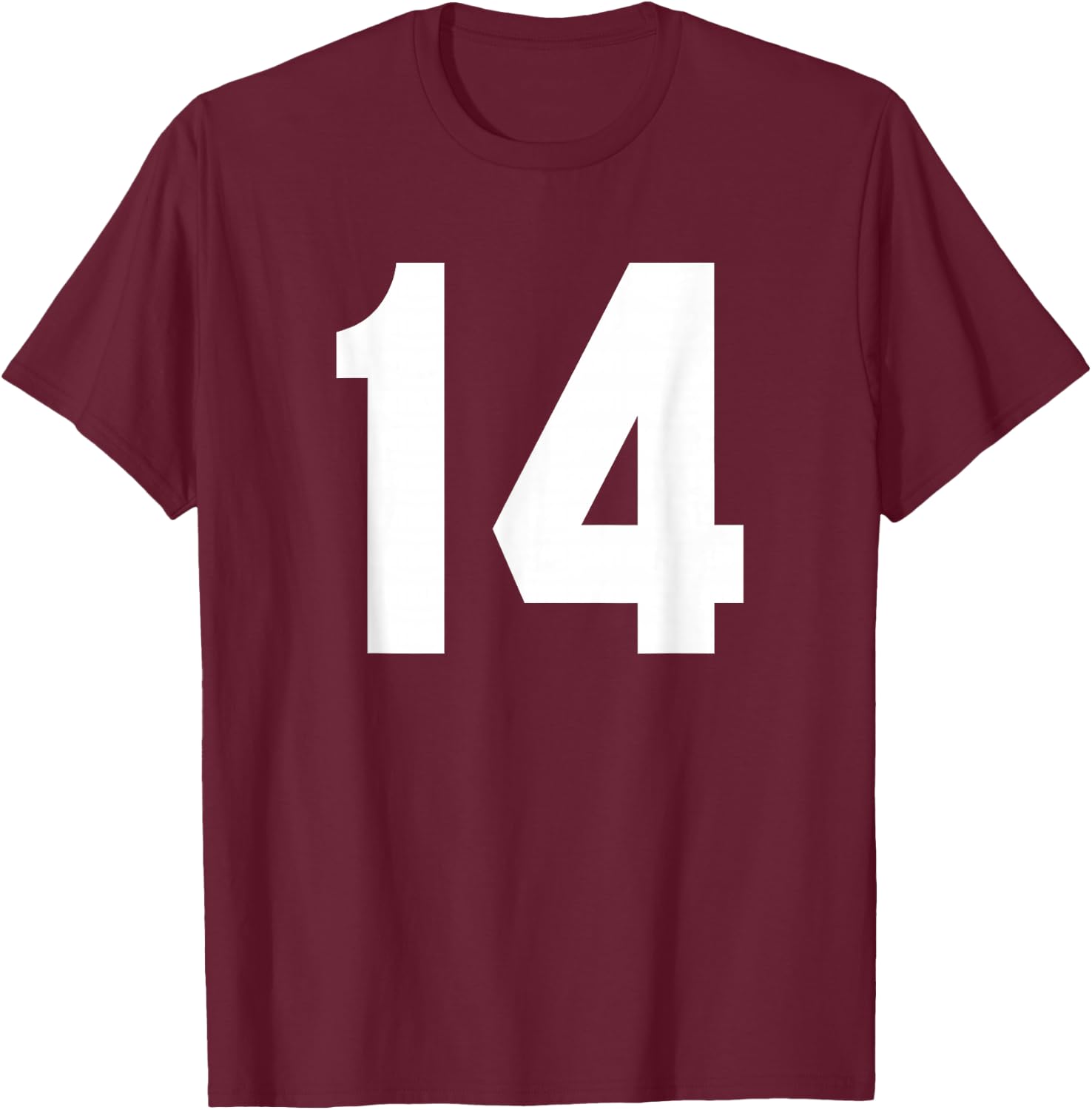 Number 14 Sports Jersey Front and Back Team Player T-Shirt - T-Shirt | Maroon