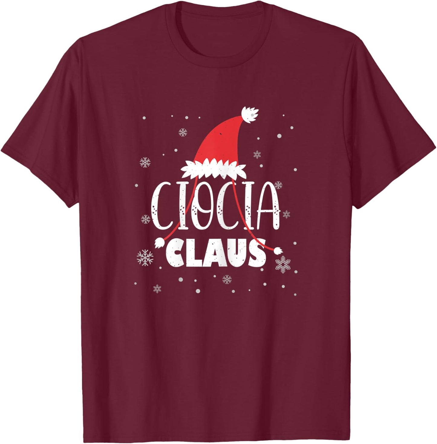 Ciocia Claus Santa Hat Polish Ciocia Aunt Claus Auntie Xmas T-Shirt - T-Shirt | Maroon