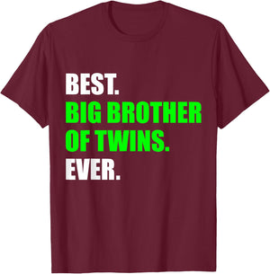Best Big Brother of Twins Announcement Big Bro of Twins T-Shirt - T-Shirt | Maroon
