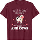 Just A Girl Who Loves Jesus And Cows Farmer Lover T-Shirt - T-Shirt | Maroon