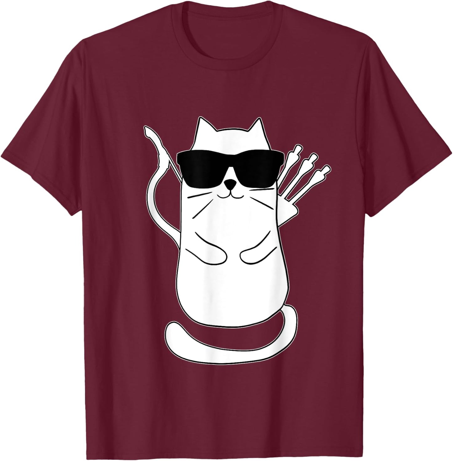Funny Archery Cat Archer Bow Shooting Retro Vintage Women Kids T-Shirt - T-Shirt | Maroon