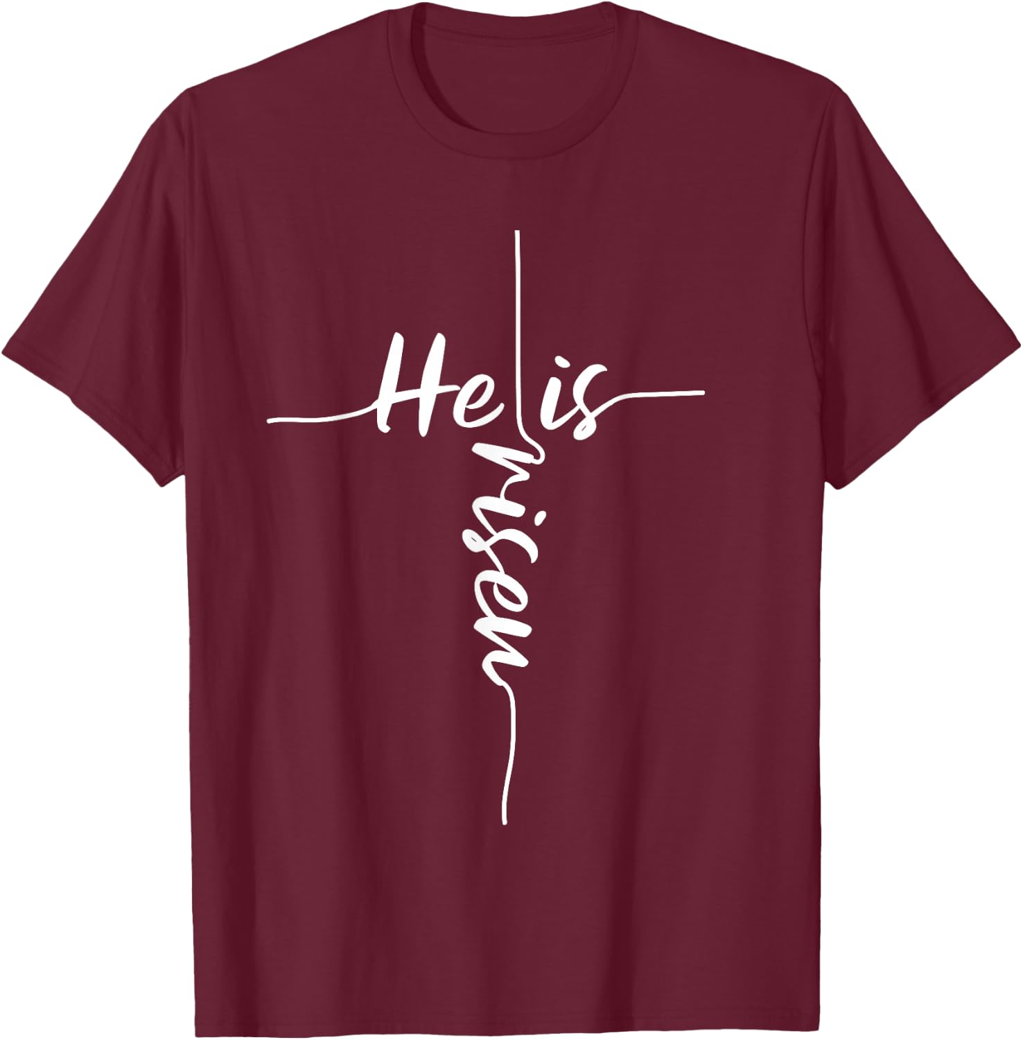 He is Risen Easter Day Jesus Cross Religious Christian Bible Small T-Shirt - T-Shirt | Maroon