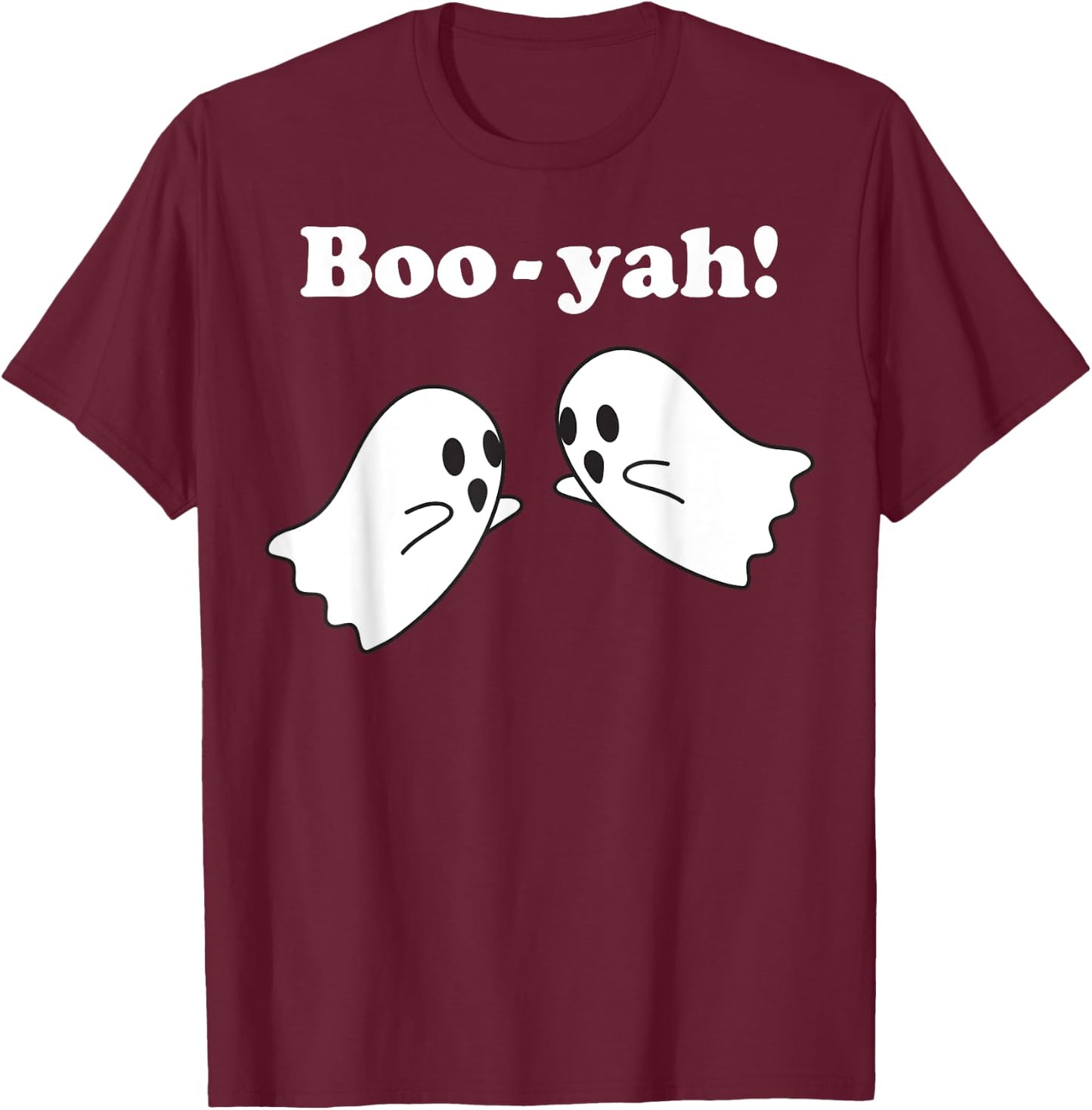 Halloween Apparel Boo-Yah Ghost Text T-Shirt - T-Shirt | Maroon
