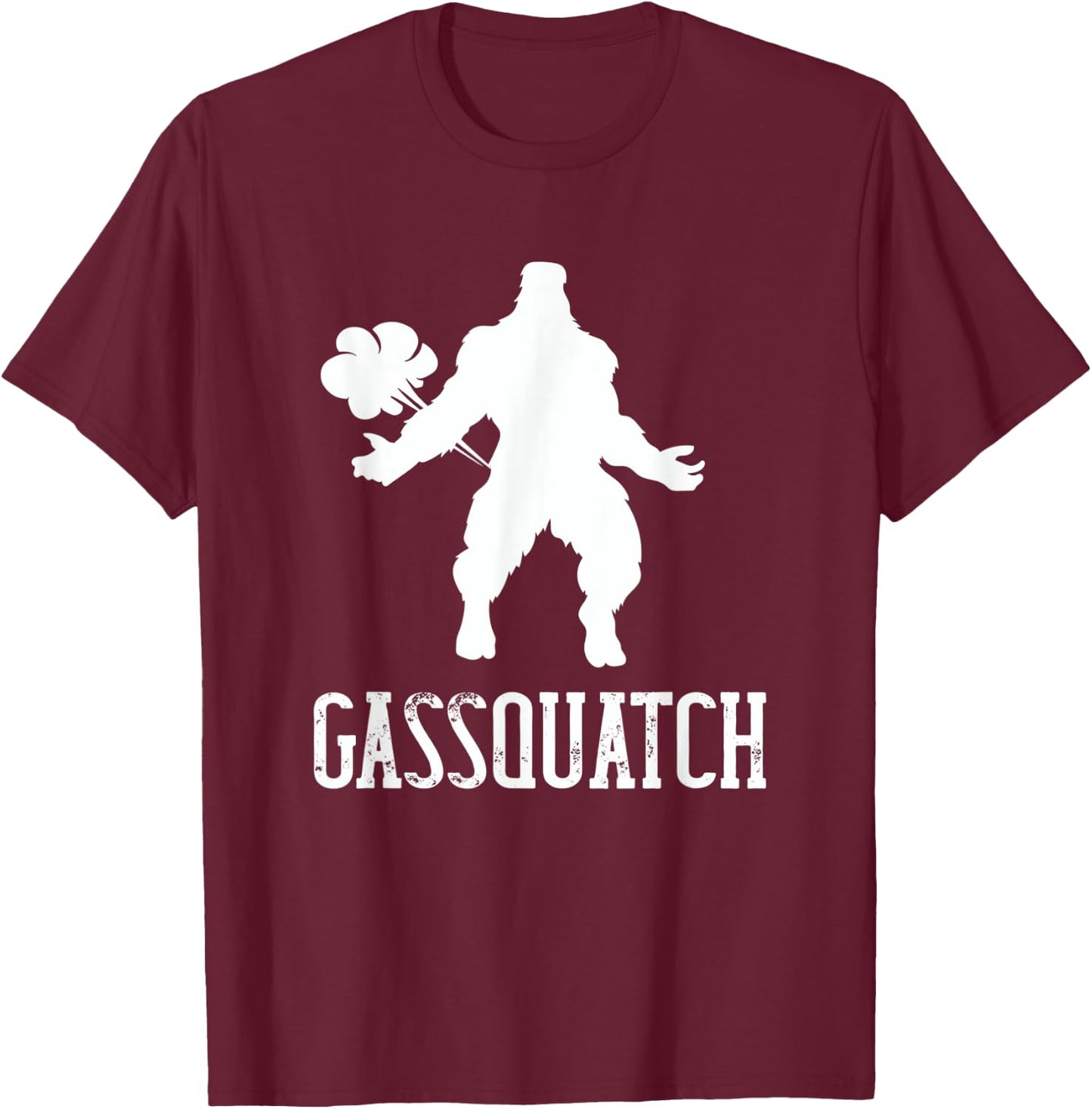 Gassquatch Bigfoot Farting Sasquatch Fart Funny Dad Joke T-Shirt - T-Shirt | Maroon
