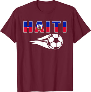 Proud Haiti Soccer Fans Jersey Haitian Flag Football Lovers T-Shirt - T-Shirt | Maroon