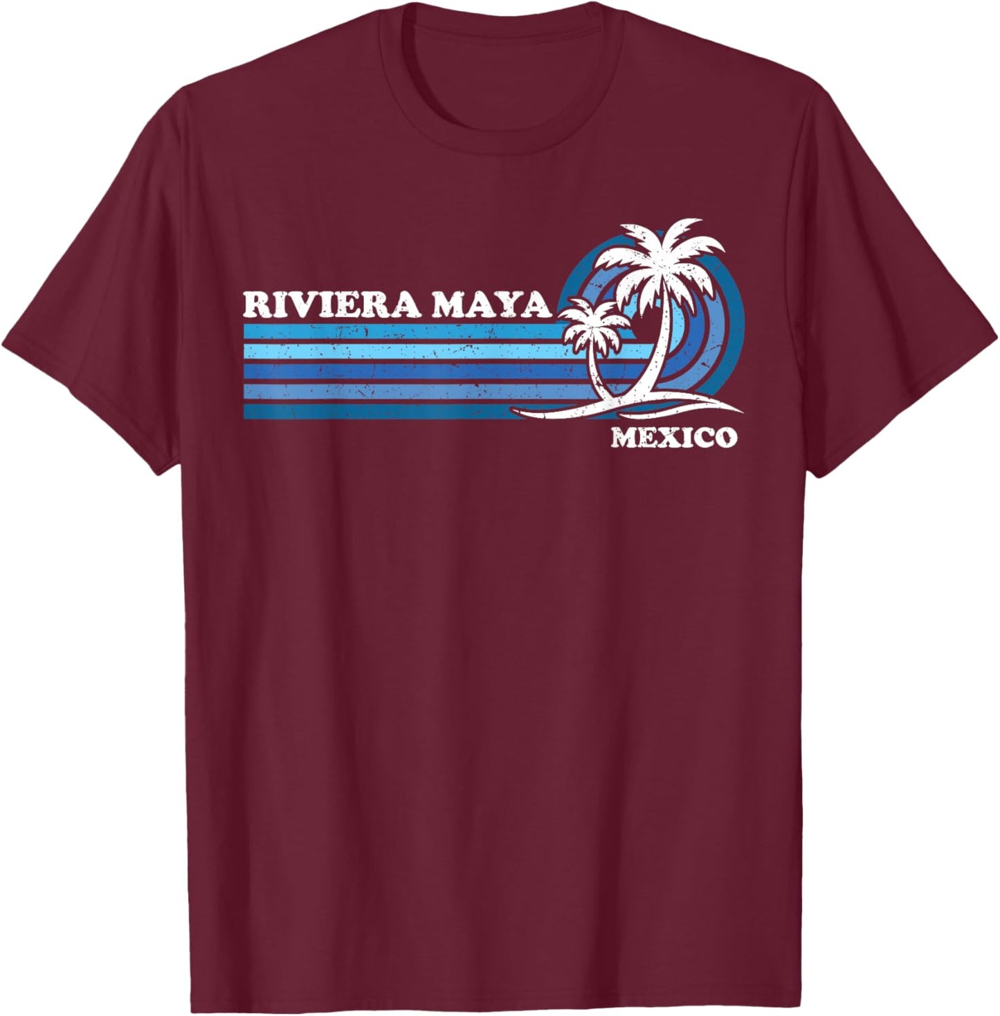 Retro Vintage Family Vacation Mexico Riviera Maya Beach T-Shirt - T-Shirt | Maroon