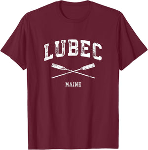 Lubec Maine Vintage Nautical Crossed Oars T-Shirt - T-Shirt | Maroon