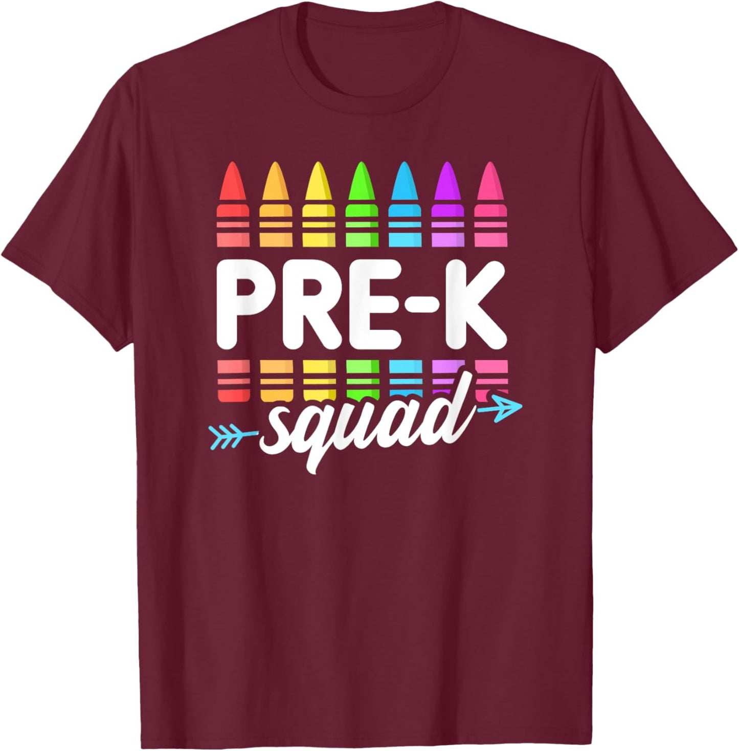 Pre-K Squad Teacher Team Crew Hello Back School Graduation Women Kids T-Shirt - T-Shirt | Maroon