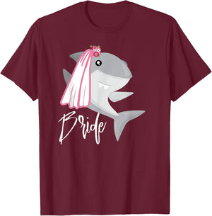 Shark Bride, Shark Squad, Wedding Shirt T-Shirt - T-Shirt | Maroon