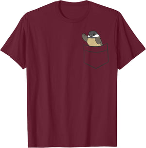 Chickadee In The Pocket Cute Pocket Chickadee T-Shirt - T-Shirt | Maroon
