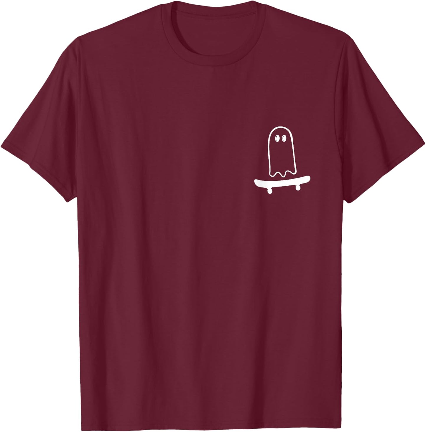 Cute Ghost Skateboard Pocket to funny Skateboarder halloween T-Shirt - T-Shirt | Maroon