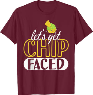 Funny Let's Get Chip Faced Guacamole Food Mexicans T-Shirt - T-Shirt | Maroon