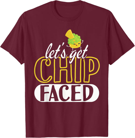 Funny Let's Get Chip Faced Guacamole Food Mexicans T-Shirt - T-Shirt | Maroon