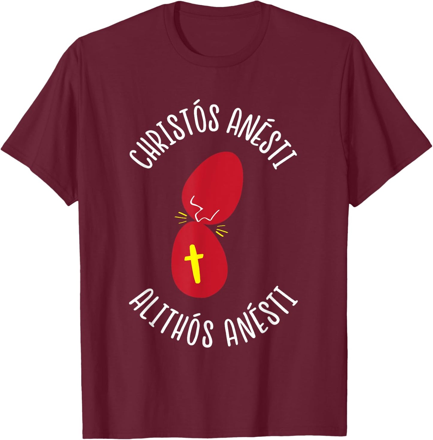 Greek Easter Tsougrisma Red Egg Tapping Game T-Shirt - T-Shirt | Maroon