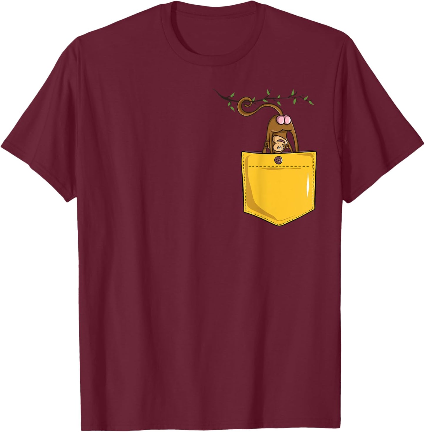 Monkey Butt in Pocket Funny Cute Animal Zoo Monkeys T-Shirt - T-Shirt | Maroon