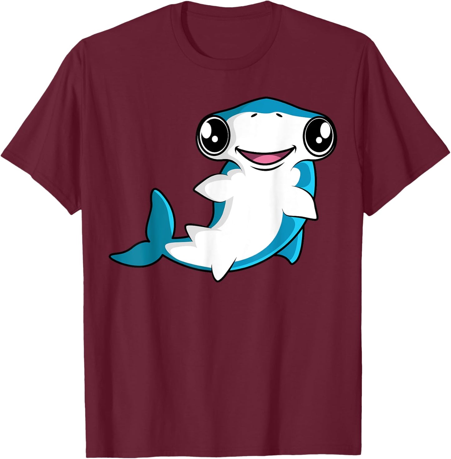 Kawaii Hammerhead Shark T-Shirt - T-Shirt | Maroon