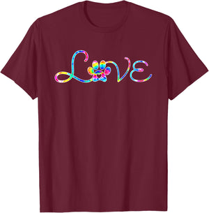 Dog Paw Heart Print Tie Dye for Dog Mom or Cat Mom Women Girls Kids T-Shirt - T-Shirt | Maroon
