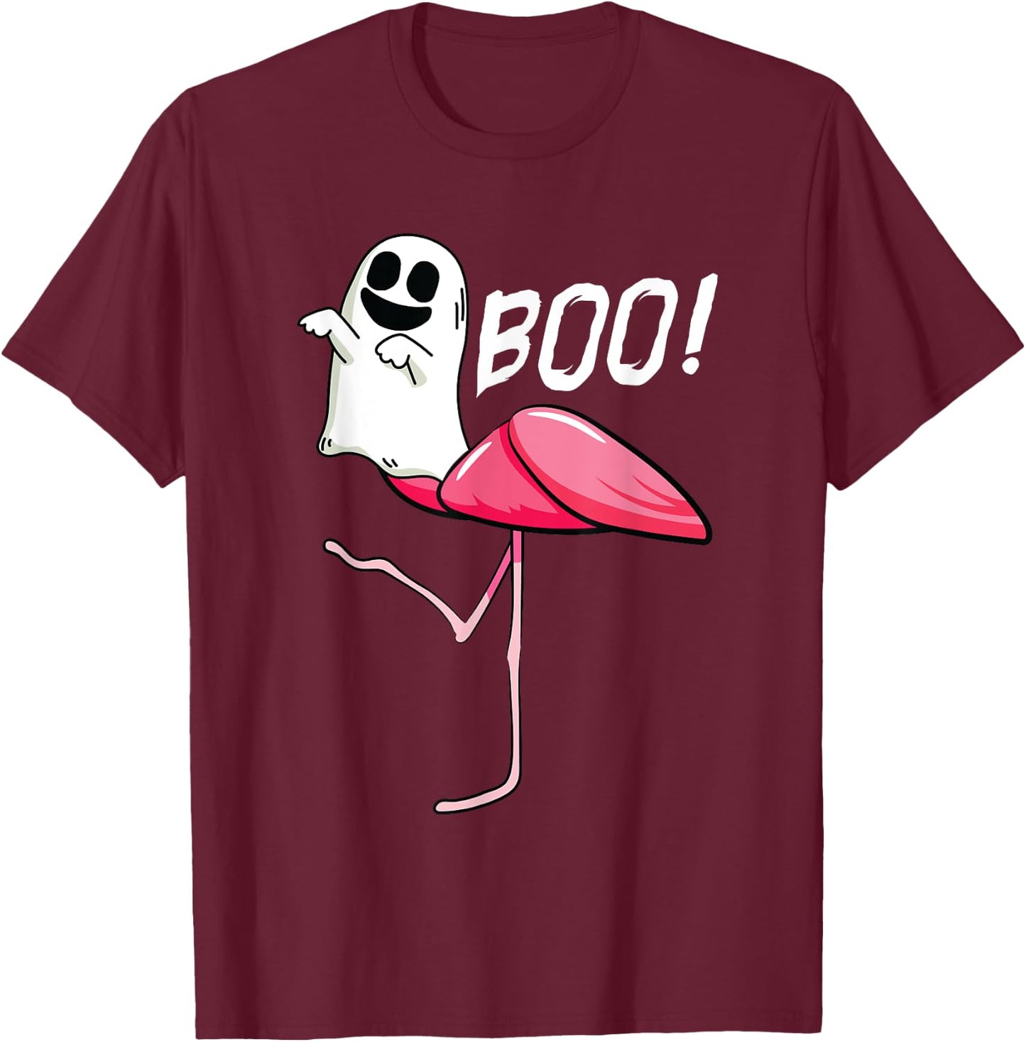 Boo Ghost Flamingo Lazy DIY Halloween Costume Funny Animal T-Shirt - T-Shirt | Maroon