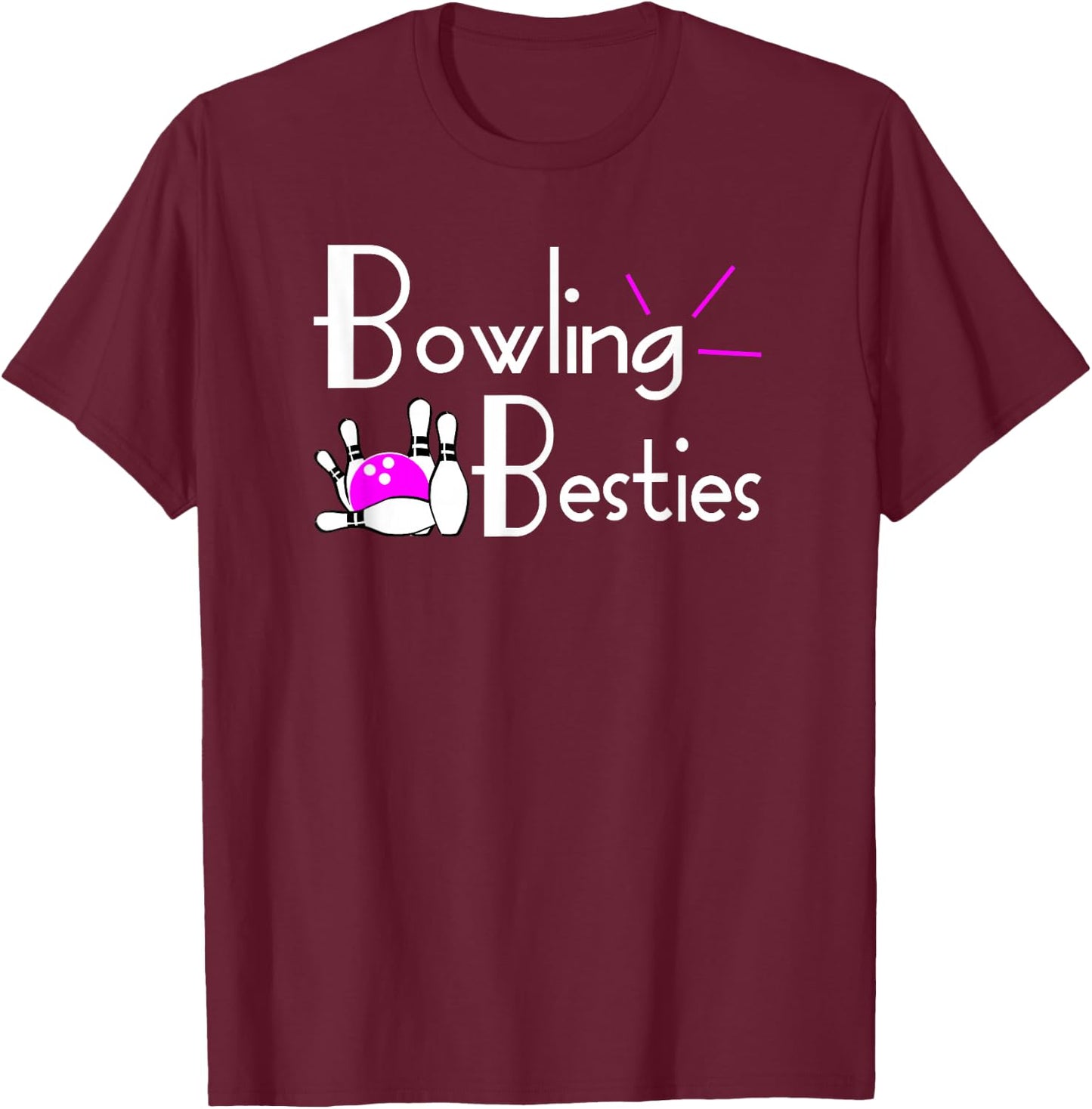 Bowling Besties | Best Friends League T-Shirt - T-Shirt | Maroon