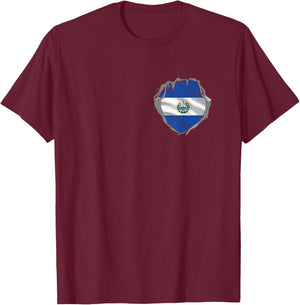 El Salvador Salvadoran Flag in Heart for El Salvador T-Shirt - T-Shirt | Maroon