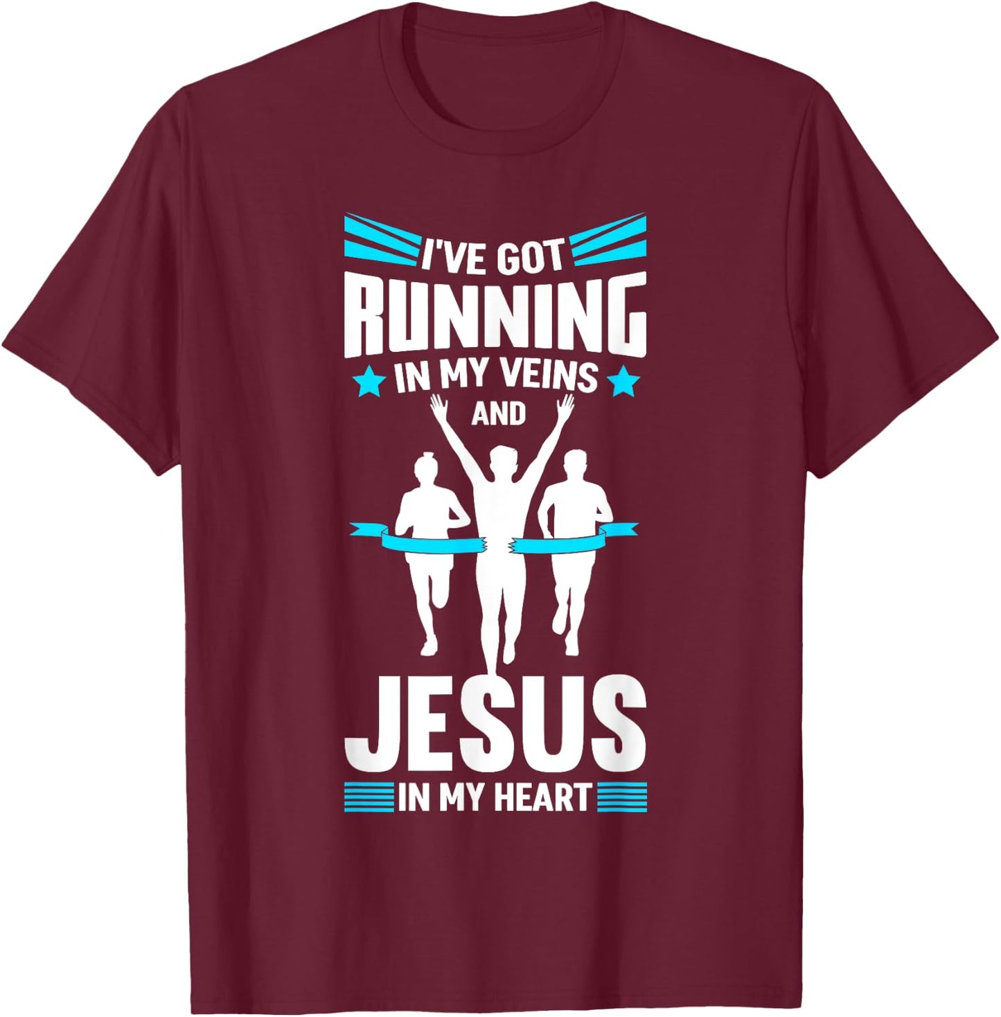 Marathon Runner Costume Running Jesus Quotes Marathoner T-Shirt - T-Shirt | Maroon