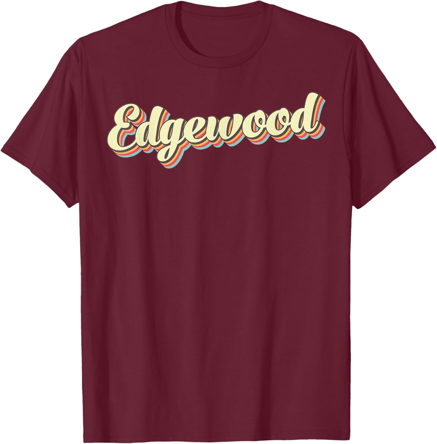 Edgewood Retro Art Baseball Font Vintage T-Shirt - T-Shirt | Maroon