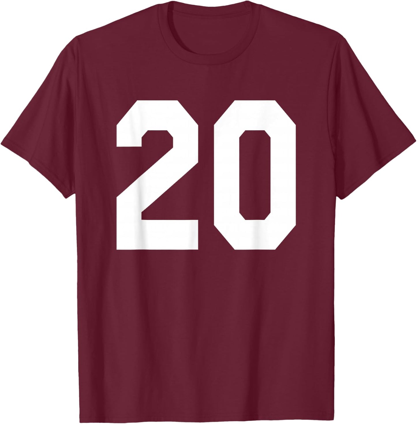 Number 20 Sports Jersey Front and Back Team Player T-Shirt - T-Shirt | Maroon