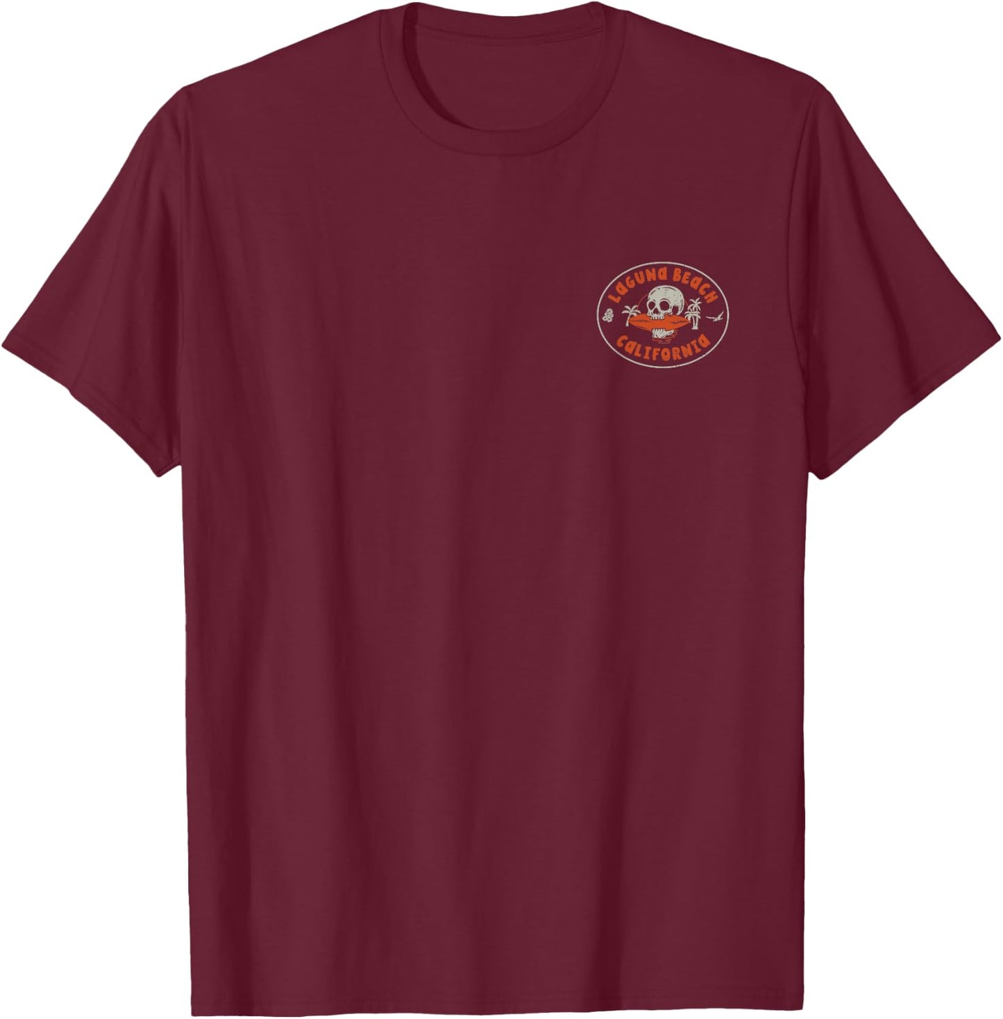 Vintage Surfing Apparel & Gifts Men's Retro Surfer Beach Front & Back , Black, 3X-Large T-Shirt - T-Shirt | Maroon