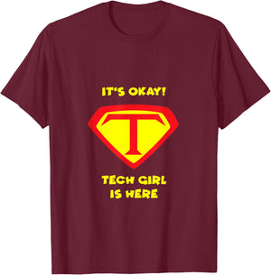 Tech Support Girl Female Computer Technology Design T-Shirt - T-Shirt | Maroon