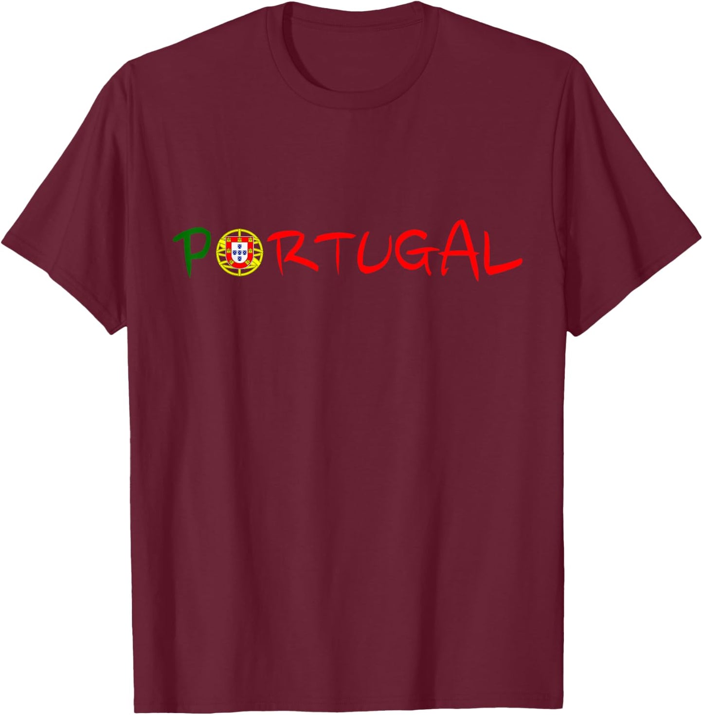 Portugal Travel Vacation Iberian Pride Portuguese Flag T-Shirt - T-Shirt | Maroon