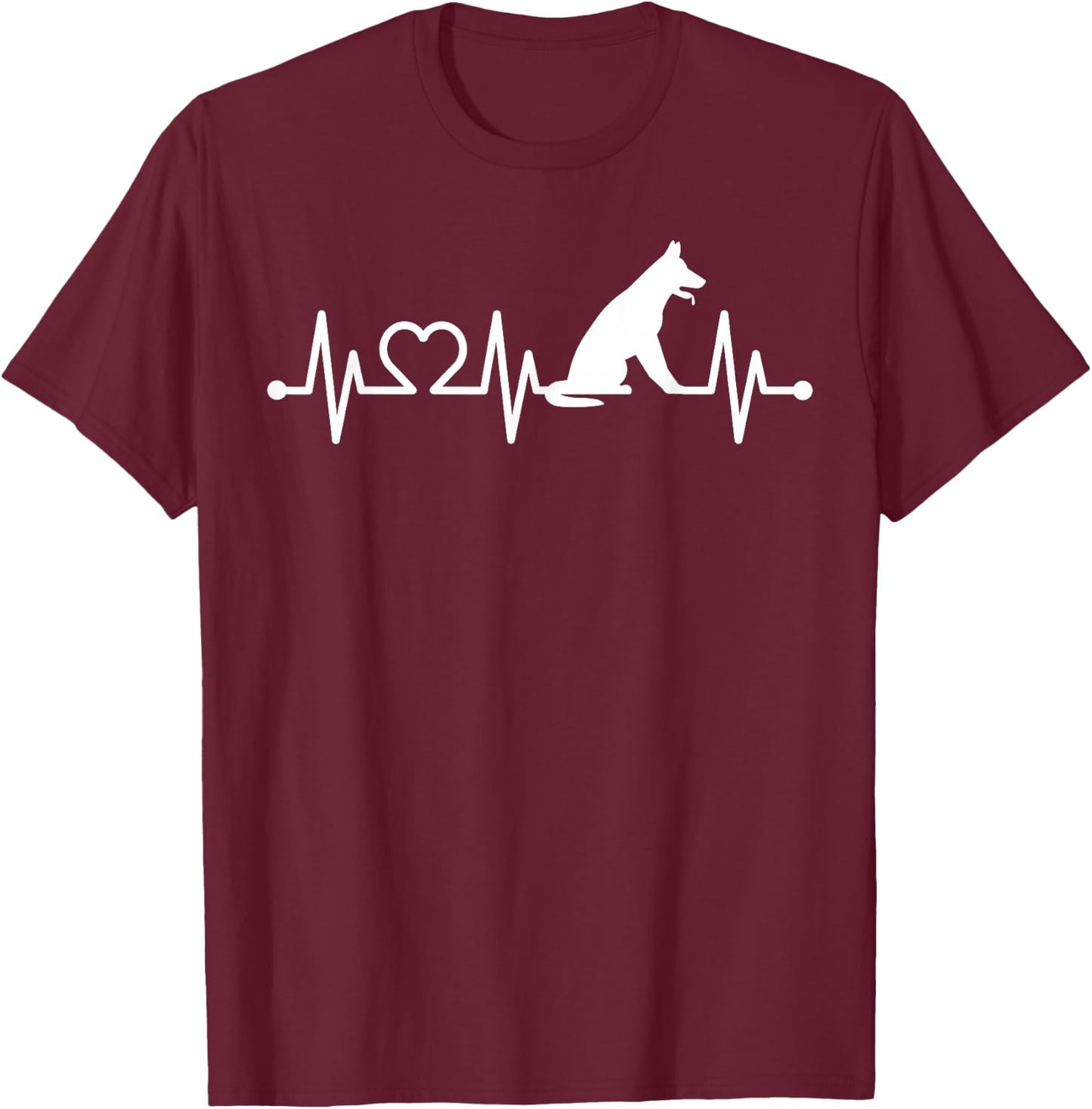 ECG Heartbeat German Shepherd Pulse for Dog Owners T-Shirt - T-Shirt | Maroon