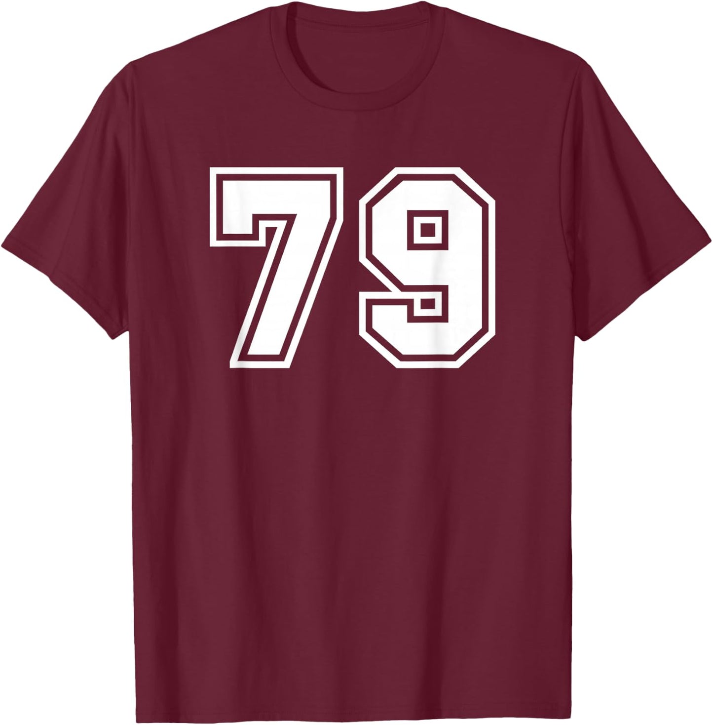 White Sports Team Number #79 T-Shirt - T-Shirt | Maroon