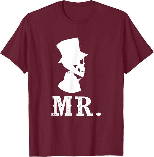 Mr. Halloween or Day Of The Dead Wedding Groom T-Shirt - T-Shirt | Maroon