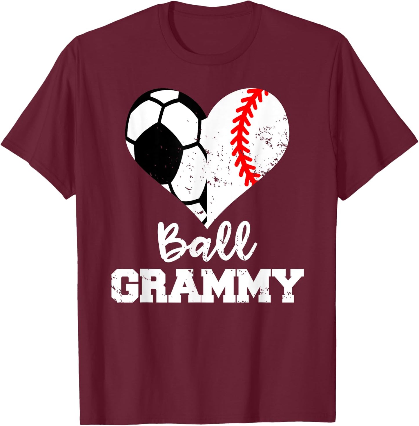 Ball Grammy Heart Funny Soccer Baseball Grammy T-Shirt - T-Shirt | Maroon