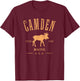 Camden Maine USA with Moose Distressed Design Souvenir T-Shirt - T-Shirt | Maroon