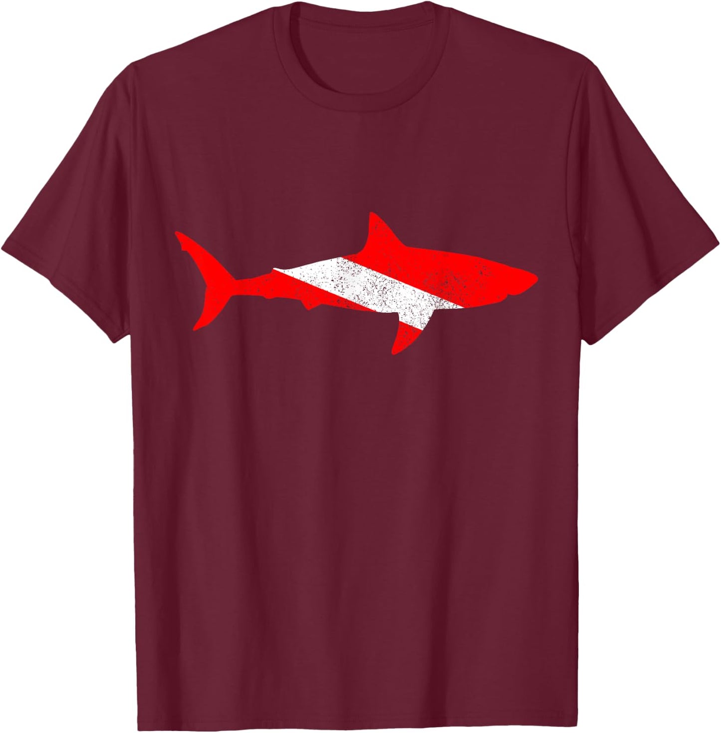 Shark Diving Scuba Diver Scuba Diving Flag T-Shirt - T-Shirt | Maroon