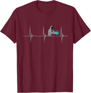 Welder Heartbeat EKG Pulse Steelworker Mig Welding T-Shirt - T-Shirt | Maroon