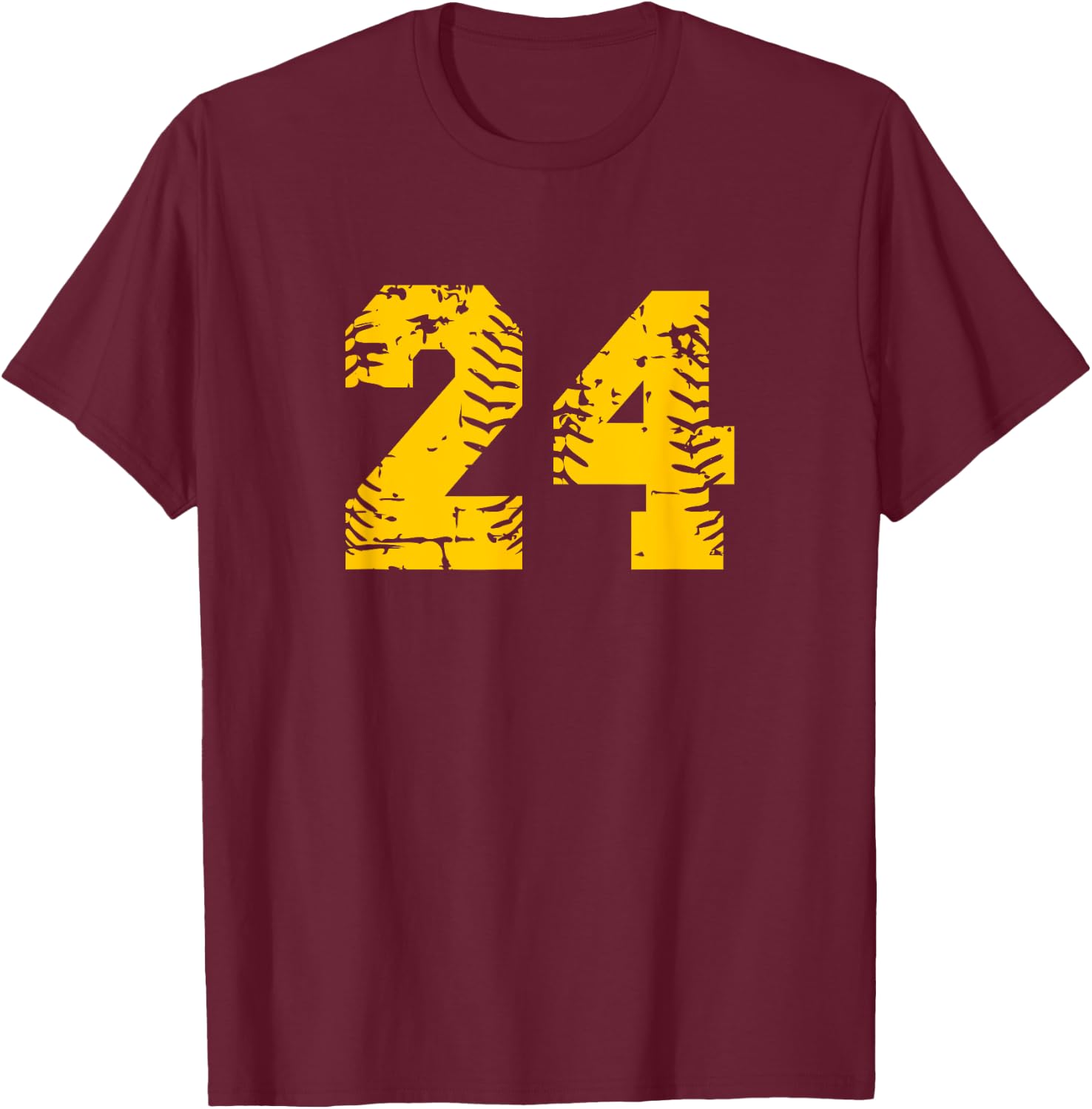 Baseball Softball Yellow Number #24 T-Shirt - T-Shirt | Maroon