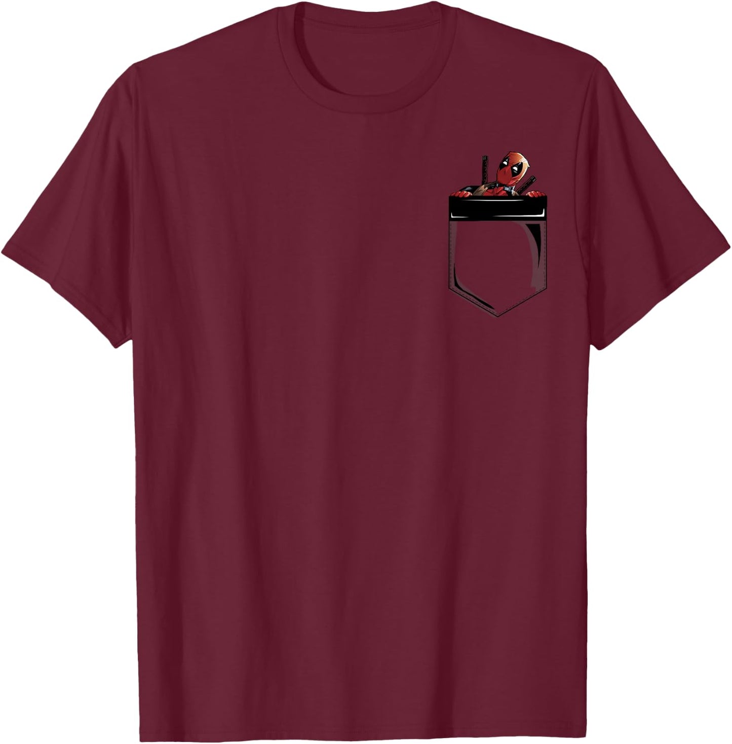 Marvel Deadpool Peekaboo Faux Pocket Graphic T-Shirt - T-Shirt | Maroon