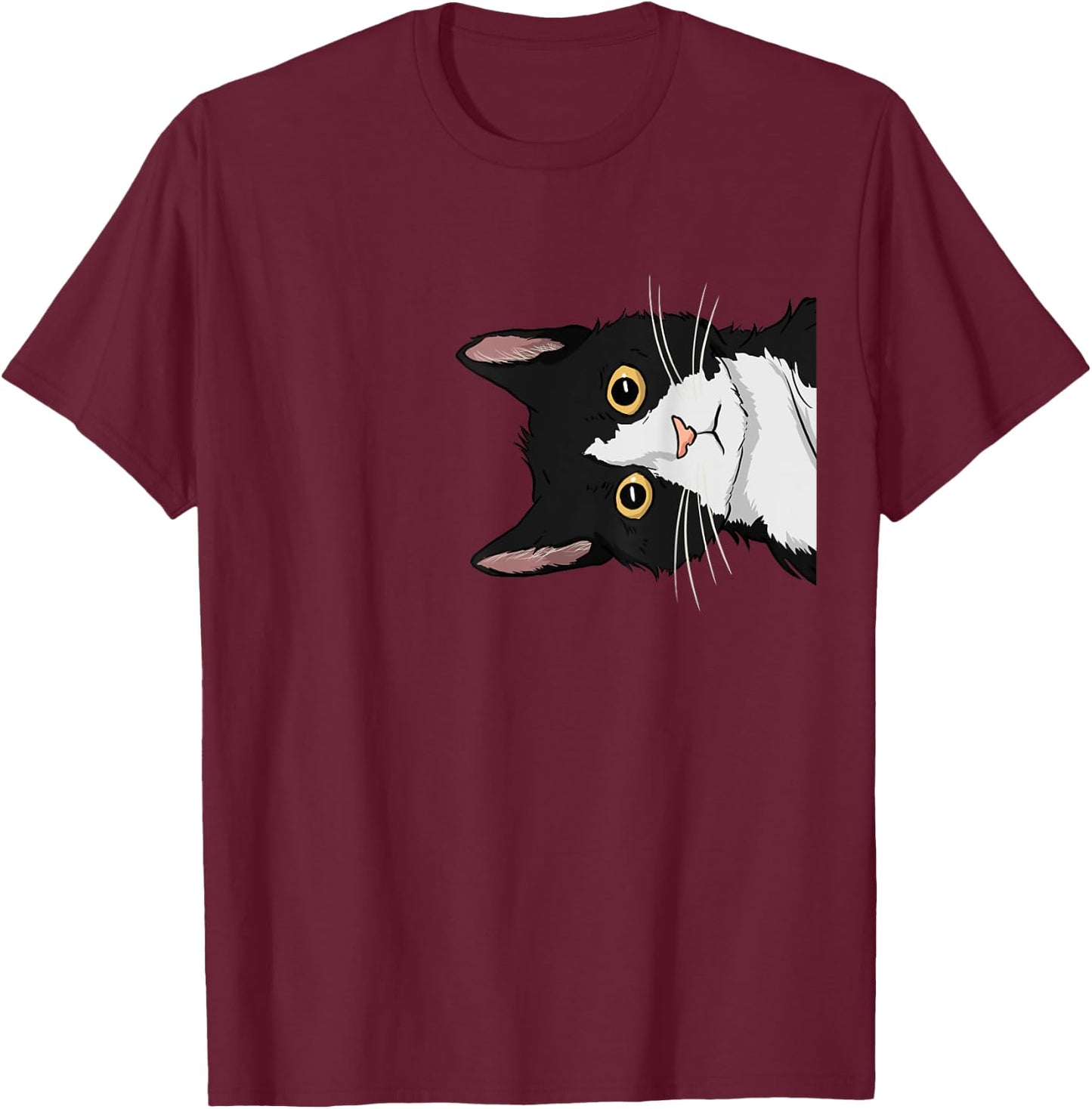 Peeking Tuxedo Cat Lady Gift Cat Mom Cute Tuxedo Cat T-Shirt - T-Shirt | Maroon