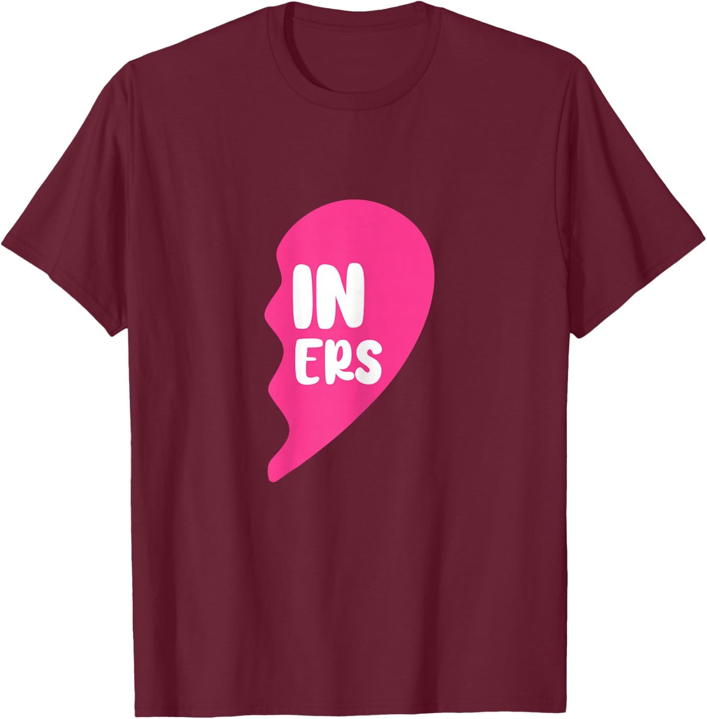 Twin Sisters Half Heart Twins Sibling Matching T-Shirt - T-Shirt | Maroon